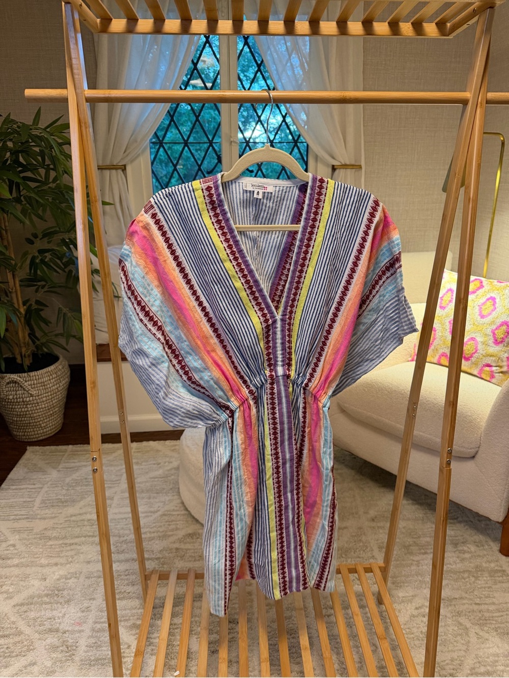 Lemlem Multicolor Striped V-Neck Short Dress - Picture 3 of 3